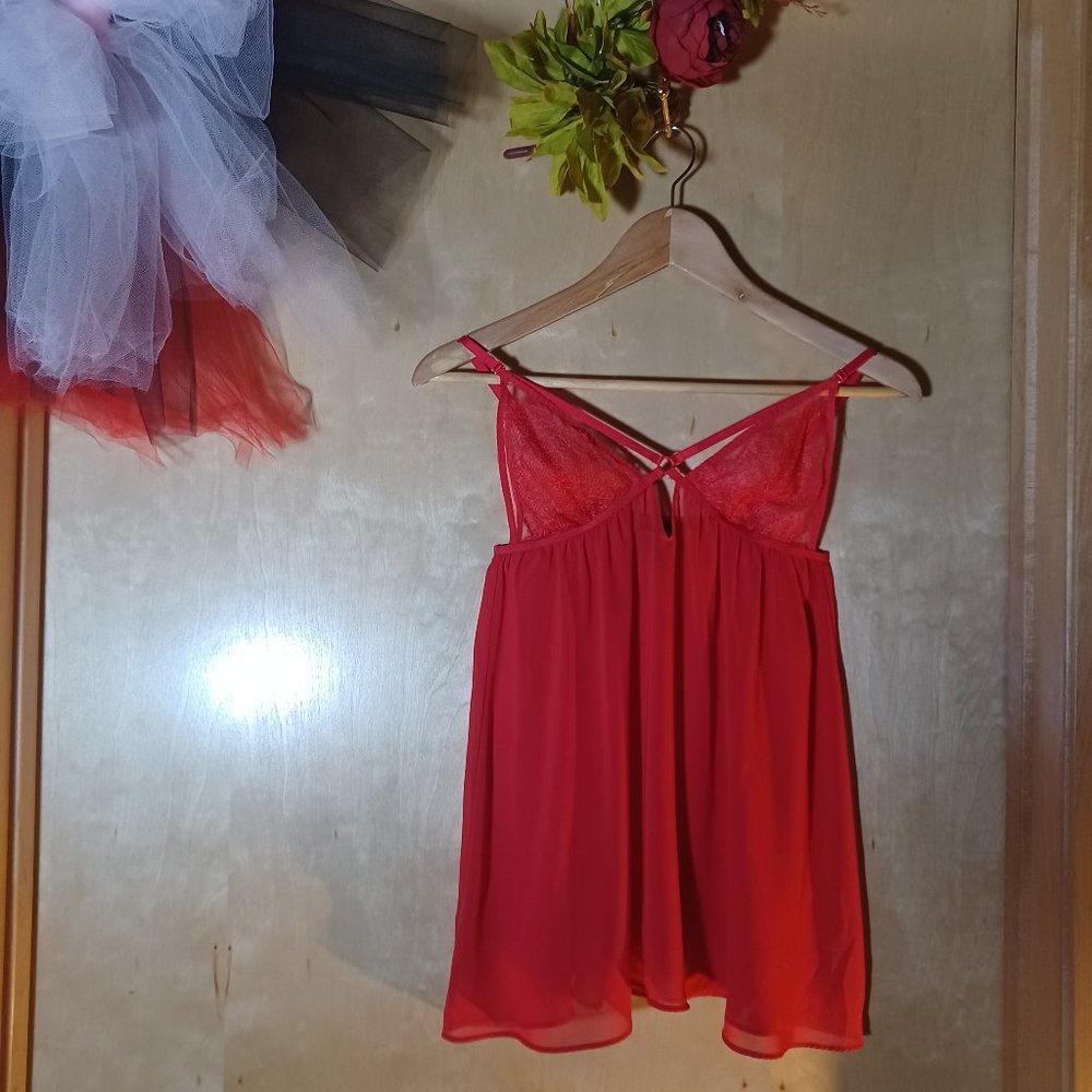 VICTORIA'S SECRET Red Babydoll Slip_Size Large